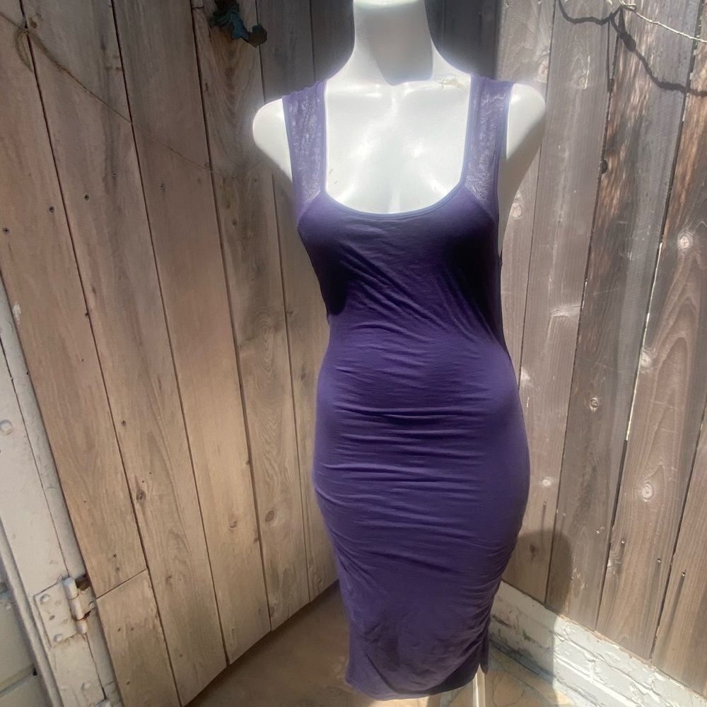 Velvet purple Bodycon midi dress size small